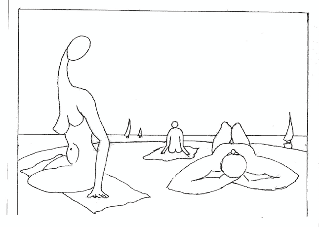 Figure sulla spiaggia, ca. 1995
Penna su carta
10.5 x 14.5 cm,
B-F011b