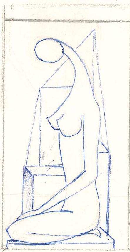 Figura metafisica, ca. 1982
Penna su carta
10.5 x 5.5 cm,
B-FV023
