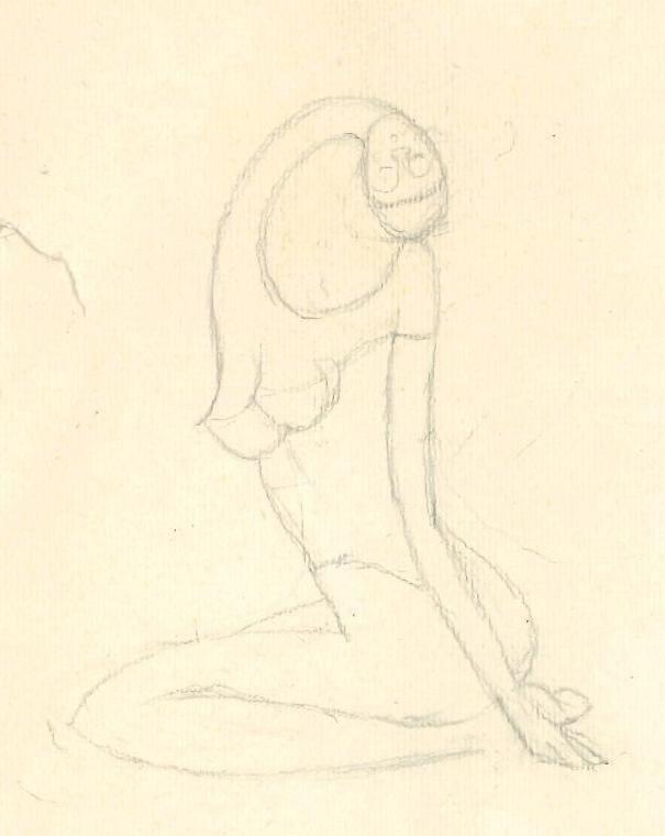 Figura sull'acqua, ca. 1990
Grafite su carta
10 x 5.5 cm,
B-FV051