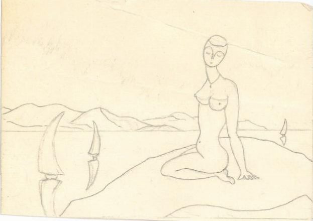 Figura sulla spiaggia, 1986
Grafite su carta
10 x 15 cm,
B-FV039