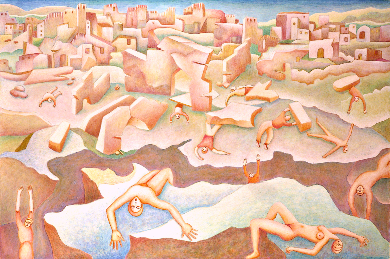 Terremoto a Gemona, Olio su tela, 1975, 100 x 150 cm, C103