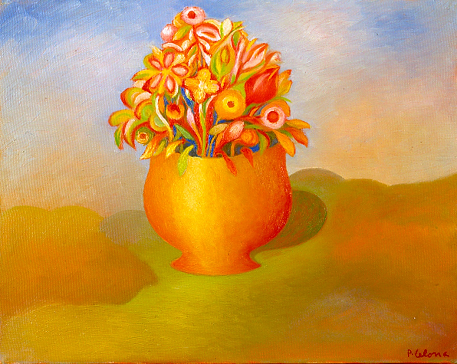 Vaso e fiori, ca. 1995
Olio su tela 40 x 50 cm,
Collezione privata