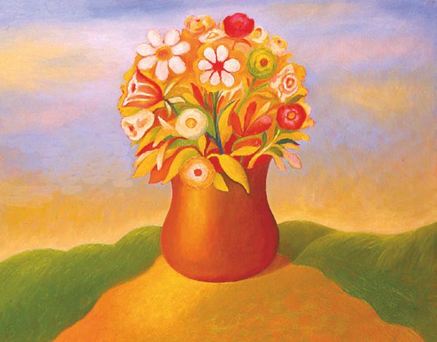 Vaso e fiori, ca. 1995
Olio su tela, 40 x 50 cm,
Collezione privata,
NM104