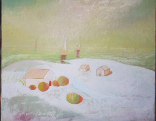 Casette sulla spiaggia, 1984
Olio su tela
50 x 60 cm,
P003
