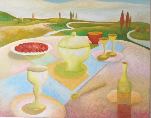 Paesaggio con natura morta, 1992
Olio su tela
80 x 100 cm,
PNM001