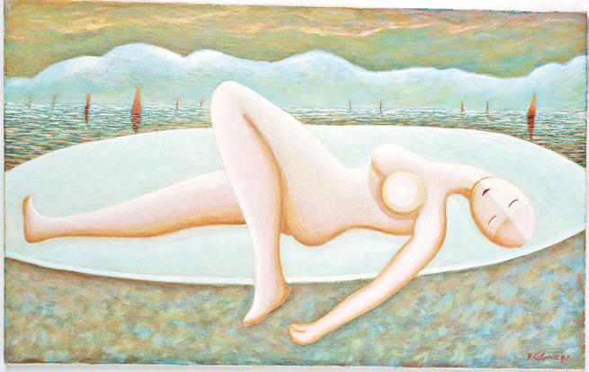 Figura sulla spiaggia, 1982
Olio su tela
40 x 80 cm,
F013