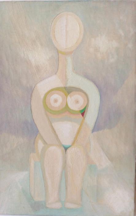 Figura seduta, 1980
Olio su tela
45 x 30 cm,
FV001