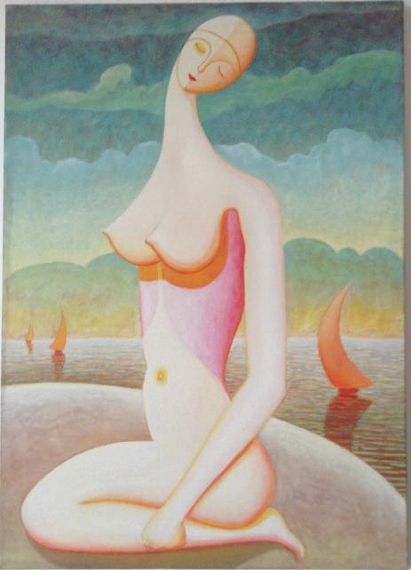 Figura sulla spiaggia, 1983
Olio su tela
70 x 50 cm,
FV040