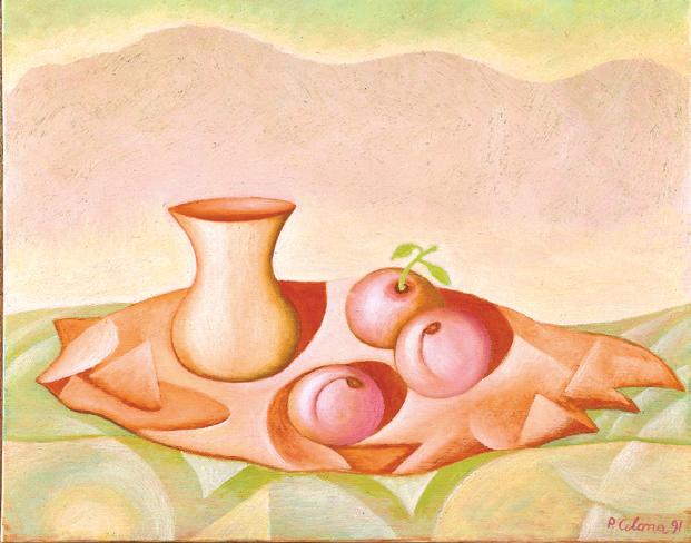 Vaso con frutti, 1991
Olio su tela, 40 x 50 cm,
Collezione privata,
NM014