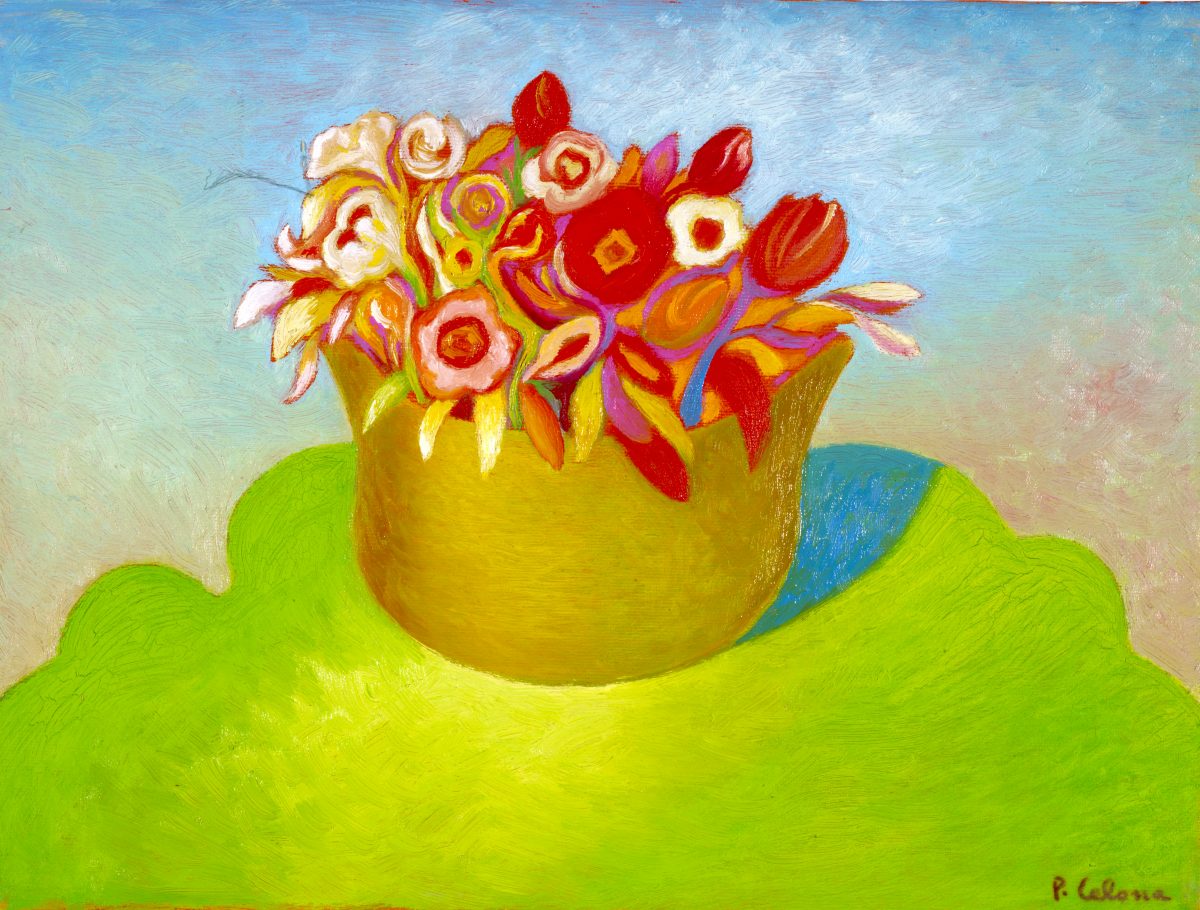 Vaso e fiori, ca. 1995
Olio su tela, 60 x 50 cm,
Collezione privata,
NM113