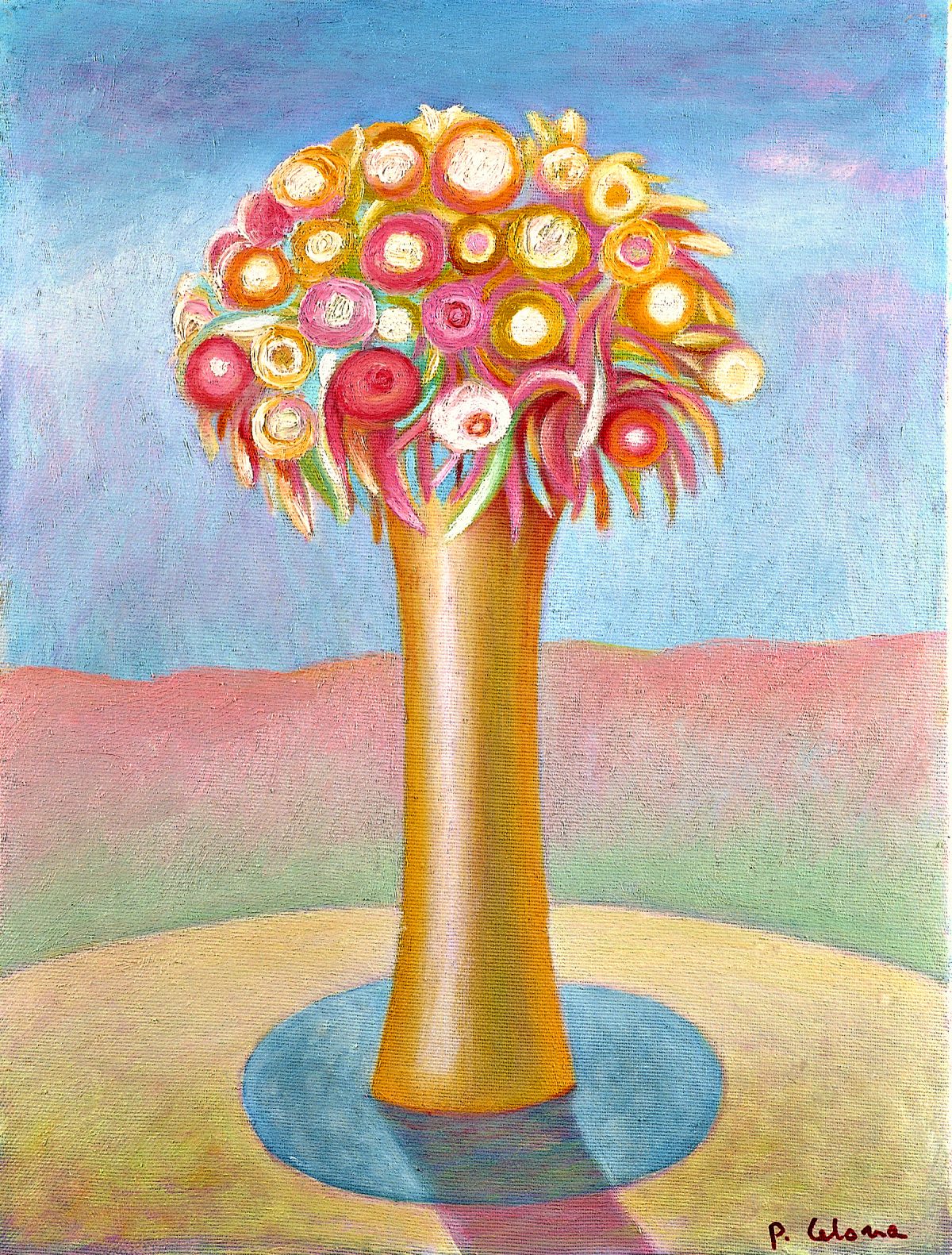 Vaso e fiori, ca. 1995
Olio su tela, 60 x 50 cm,
Collezione privata,
NMV115