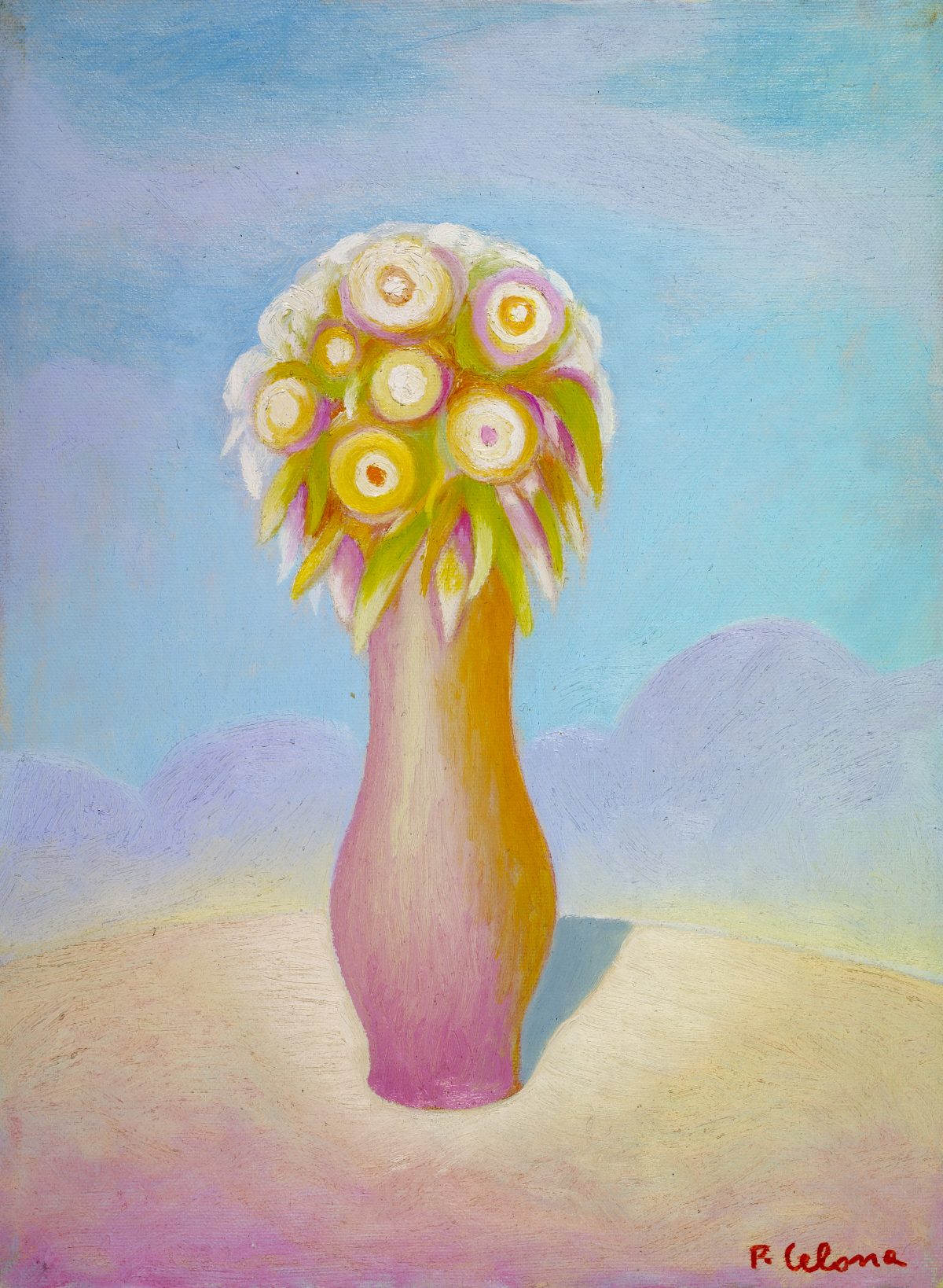 Vaso e fiori, ca. 1995
Olio su tela, 50 x 40 cm,
Collezione privata,
NMV103