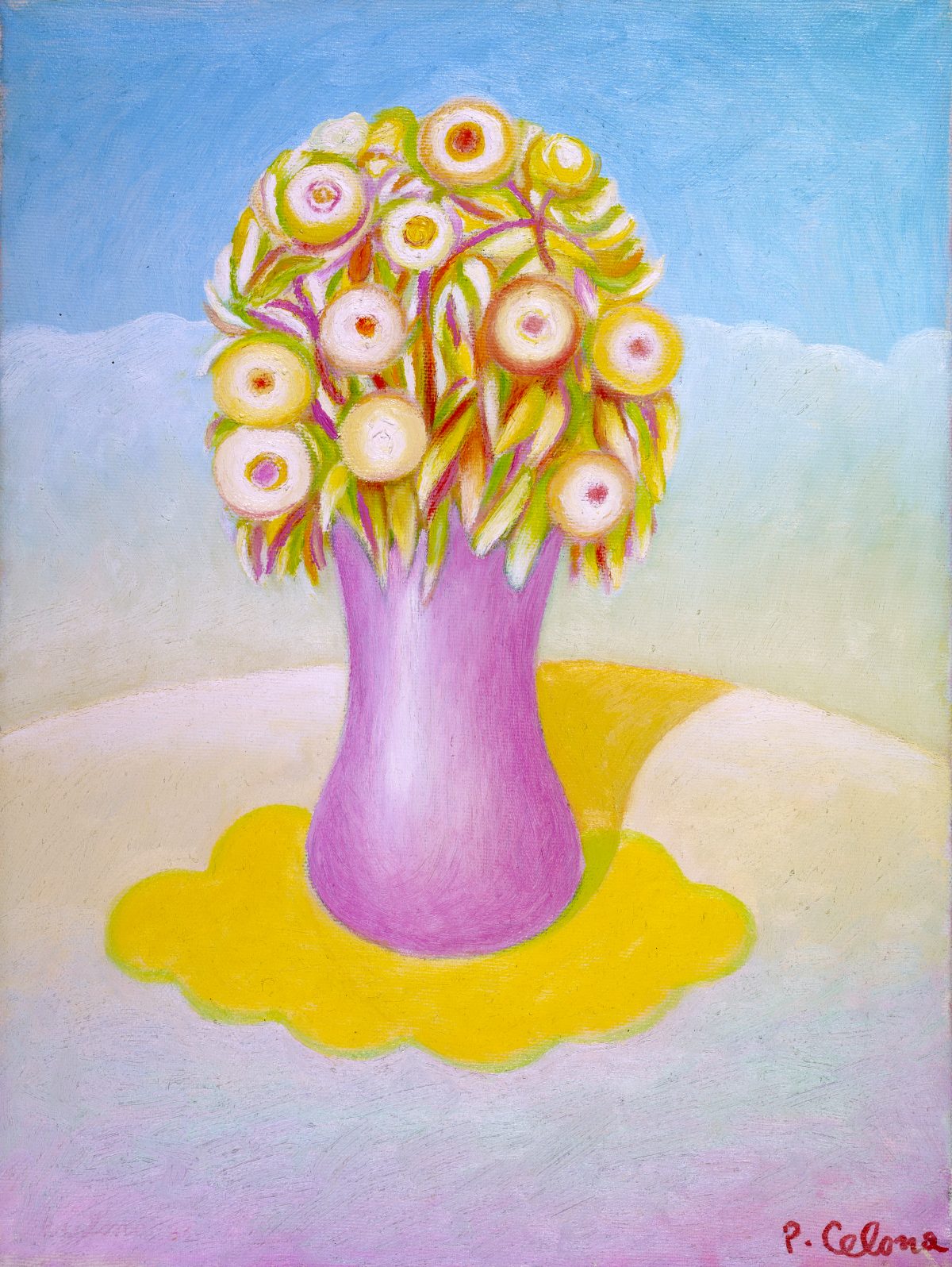Vaso e fiori, ca. 1995
Olio su tela, 60 x 50 cm,
Collezione privata,
NMV116