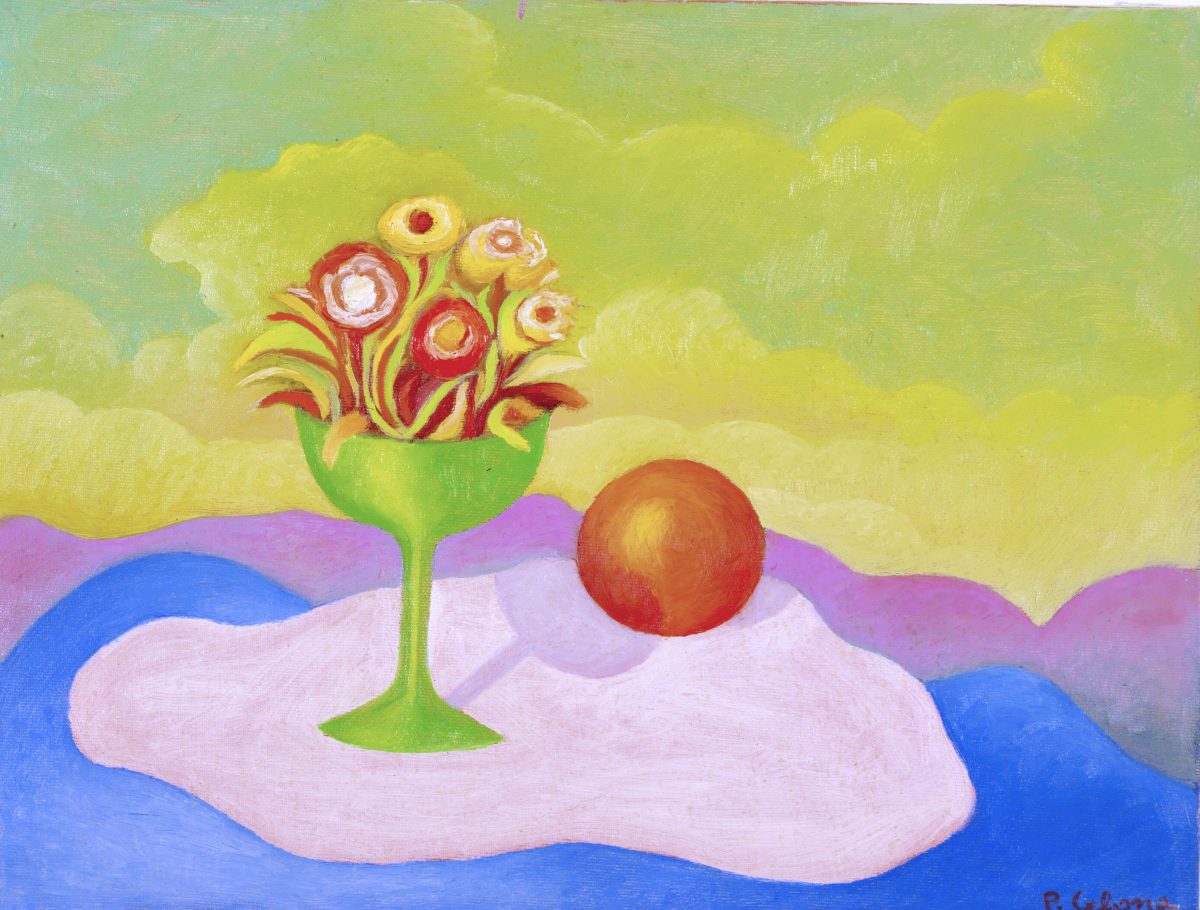 Vaso e fiori con arancia, ca. 1995
Olio su tela
50 x 60 cm,
NM300