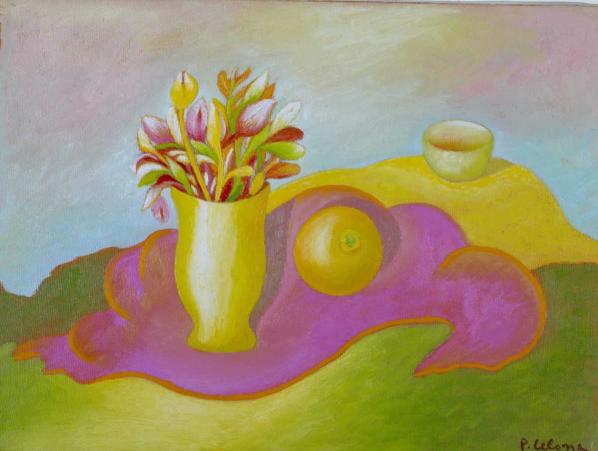 Vaso e fiori con frutto, ca. 1995
Olio su tela
50 x 60 cm,
NM311