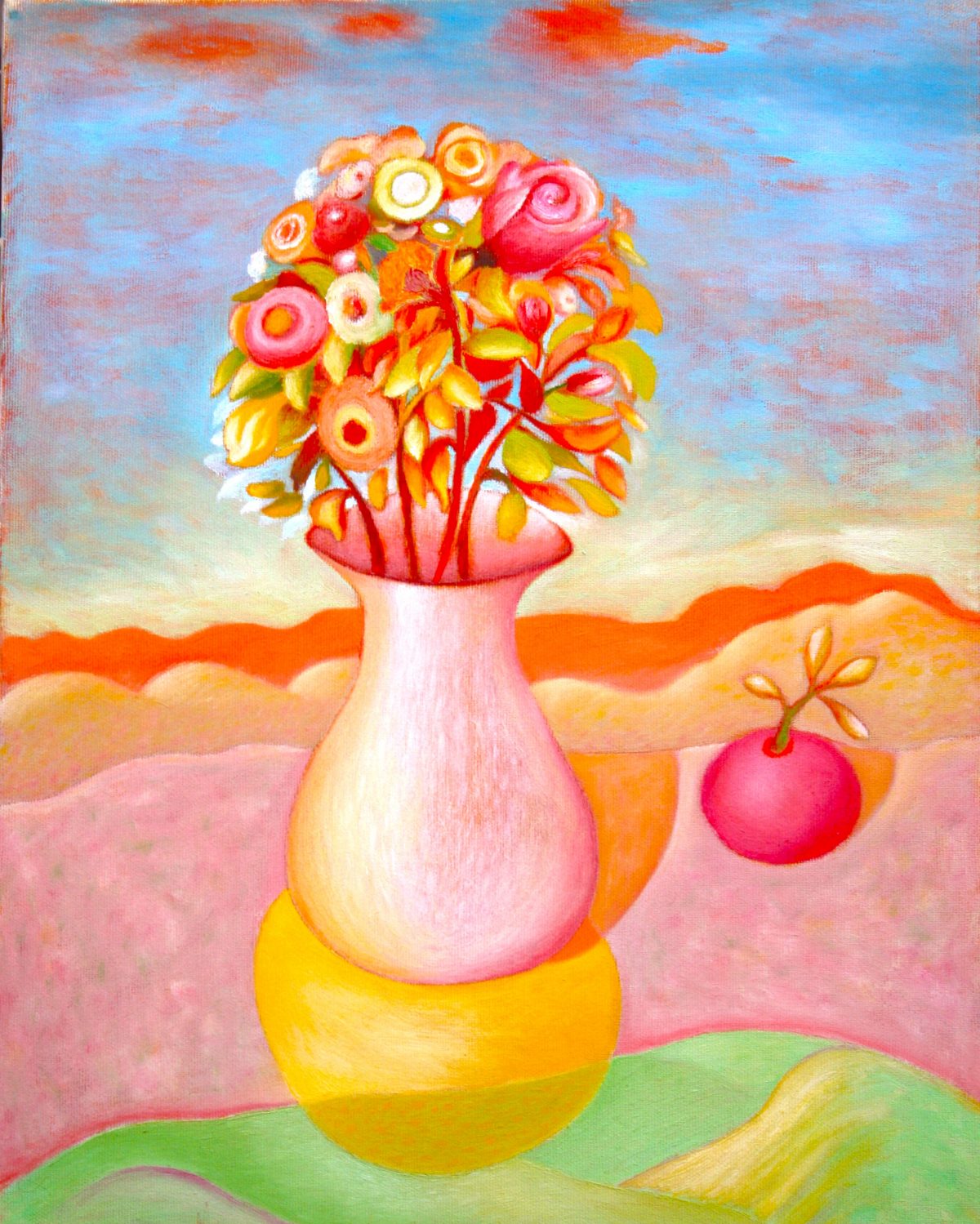 Vaso con fiori e arancia, 2006
Olio su tela,
50 x 40 cm,
NMV302