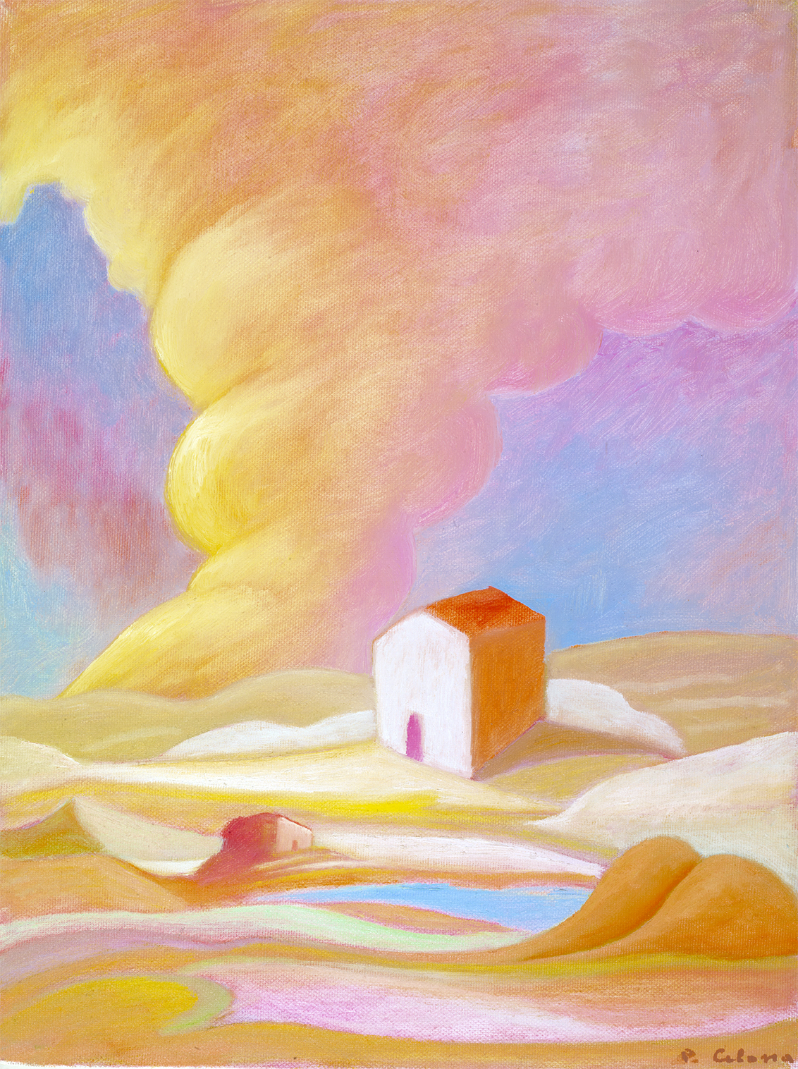 Paesaggio con nuvole, 1990
Olio su tela
40 x 30 cm