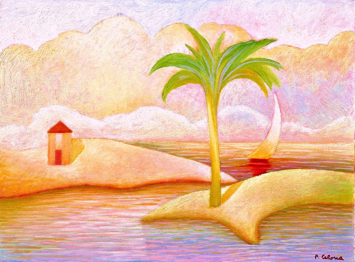 Palma su istmo, ca. 1990
Olio su tela
30 x 40 cm,
P025