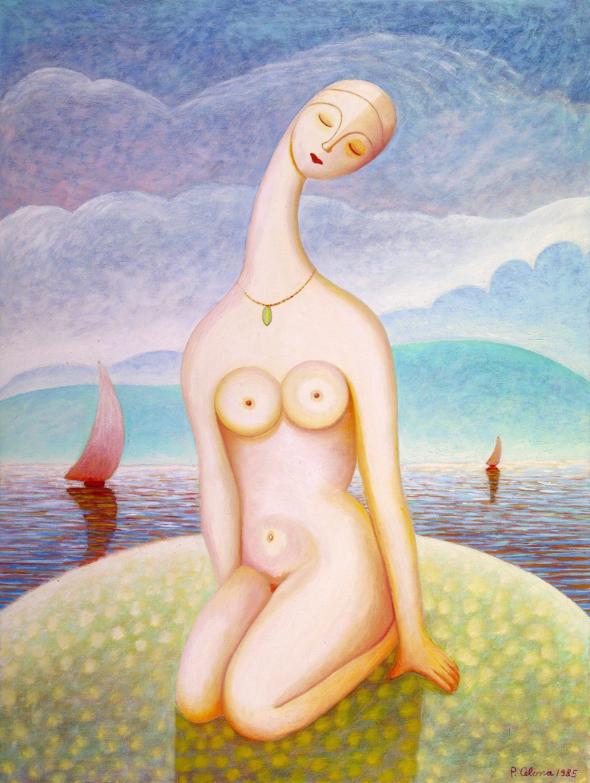 Figura sulla spiagia, 1985
Olio su tela, 80 x 60 cm,
Collezione privata,
FV037
