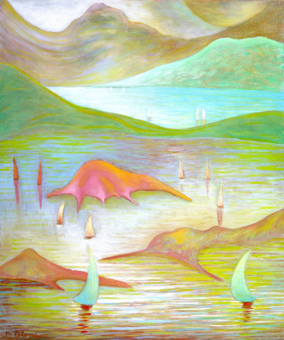 Vele nel paesaggio, 1997
Olio su tela
60 x 50 cm,
VV000