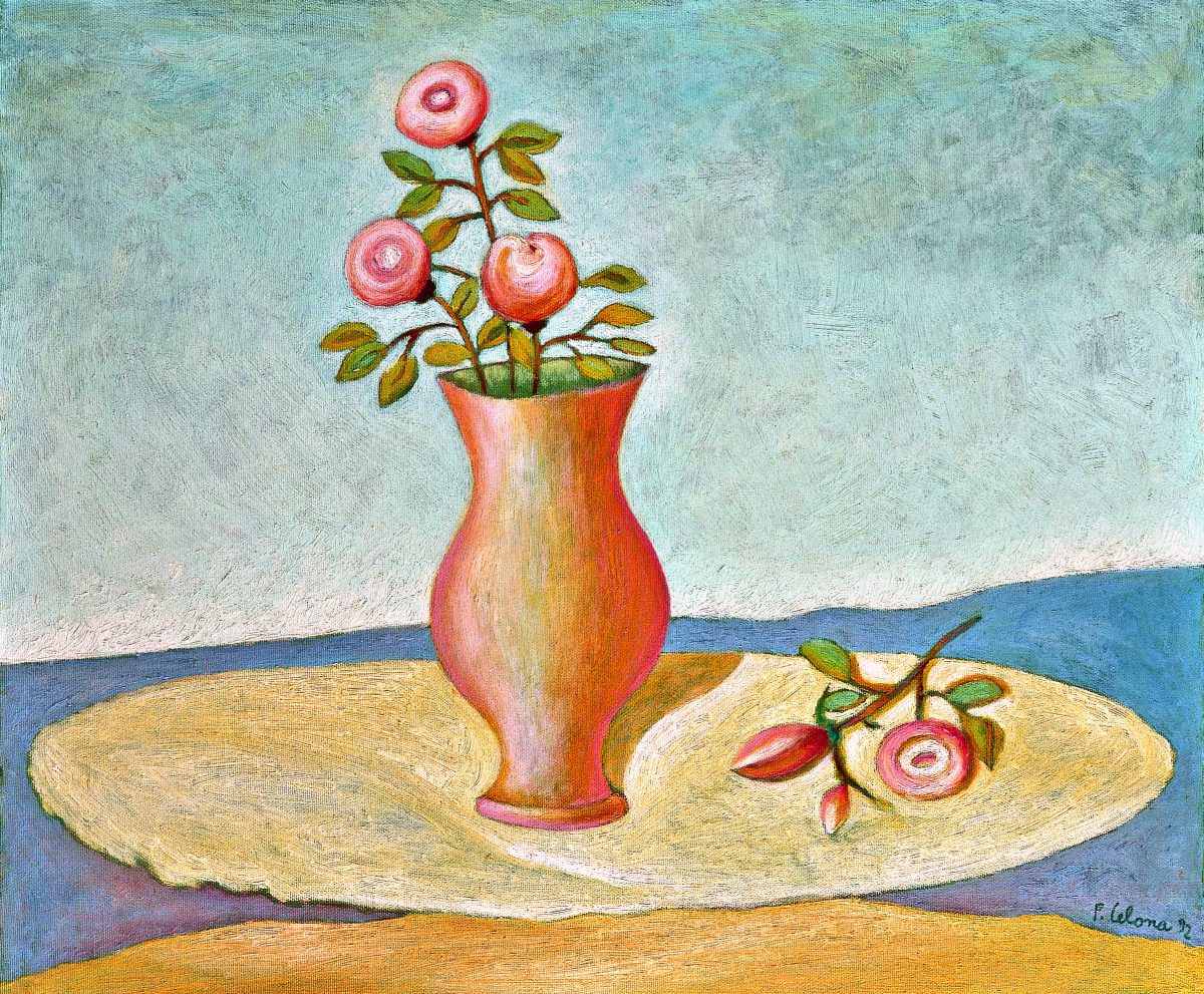 Vaso e fiori, 1992
Olio su tela, 60 x 50 cm,
Collezione privata,
NM101